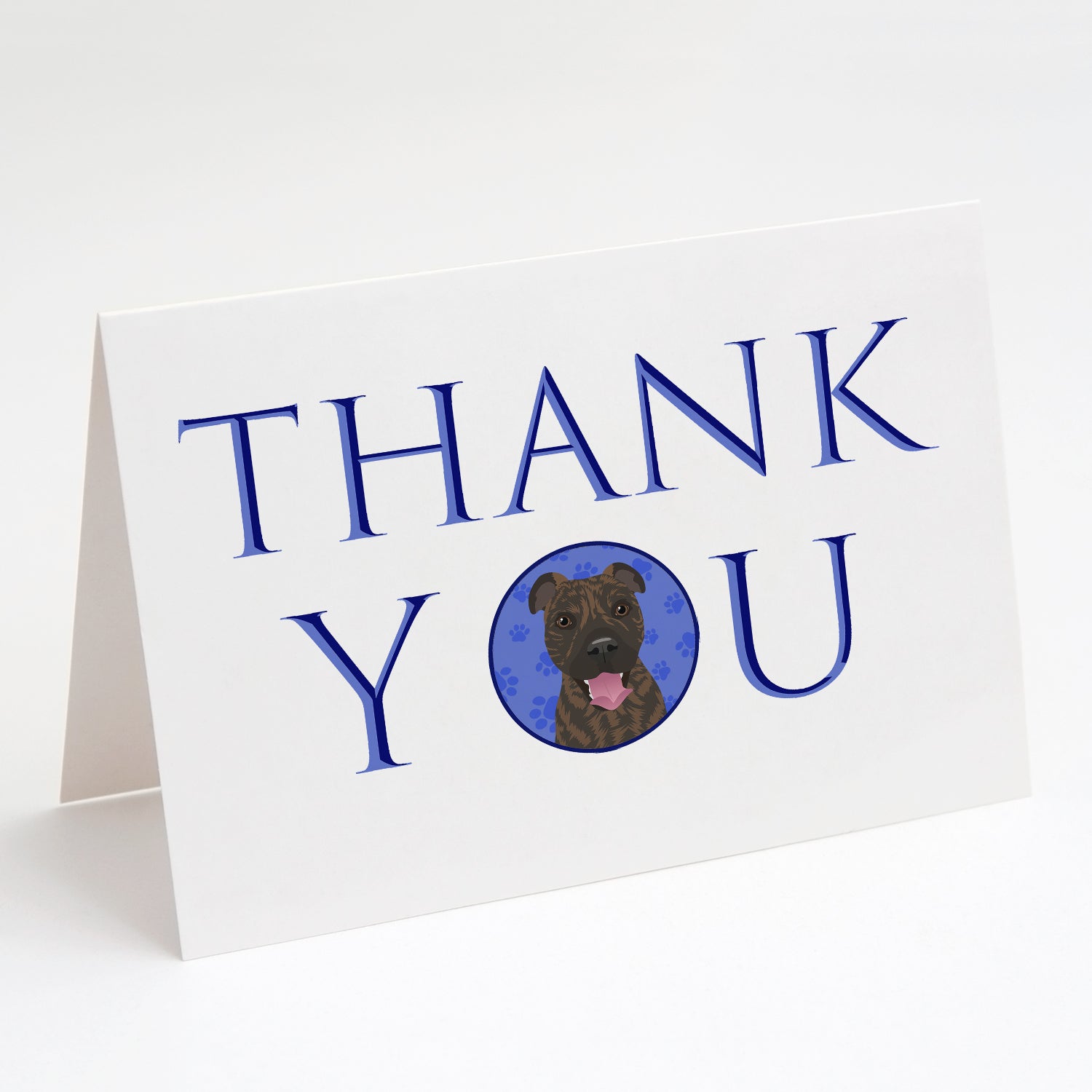 Pit Bull Brindle #1 Thank You Greeting Cards Pack of 8 Blank Cards with Envelopes Whimsical A7 Size 5x7