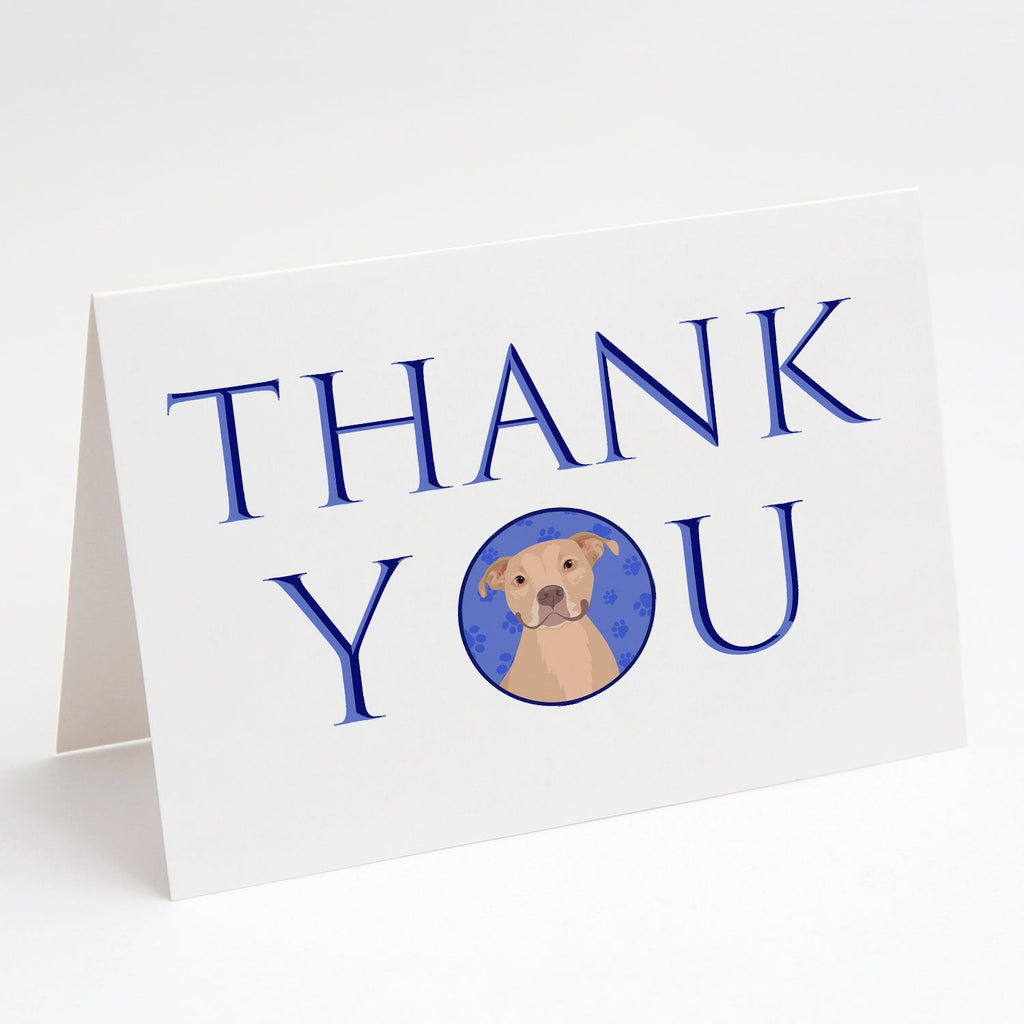 Pit Bull Fawn #1 Thank You Greeting Cards Pack of 8 Blank Cards with Envelopes Whimsical A7 Size 5x7