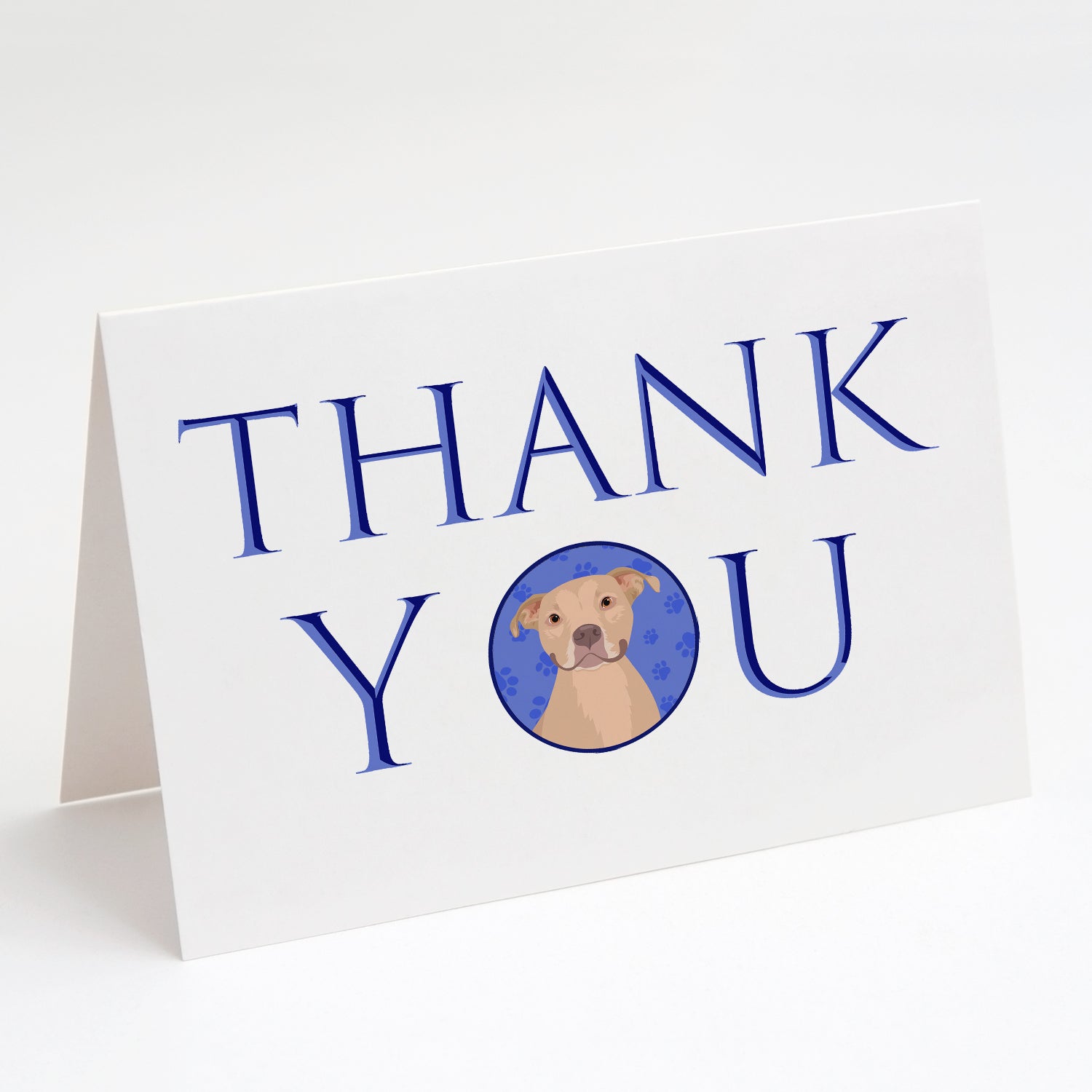 Pit Bull Fawn #1 Thank You Greeting Cards Pack of 8 Blank Cards with Envelopes Whimsical A7 Size 5x7