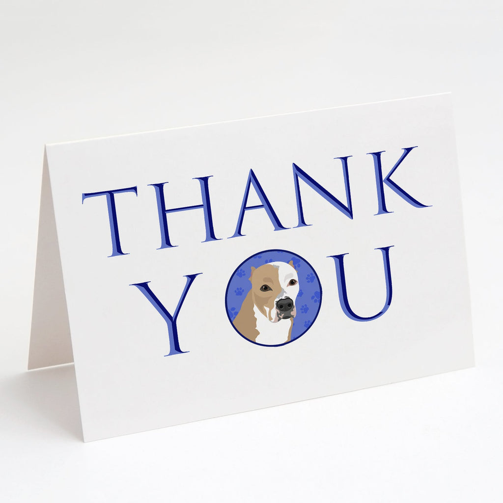 Pit Bull Fawn #4 Thank You Greeting Cards Pack of 8 Blank Cards with Envelopes Whimsical A7 Size 5x7
