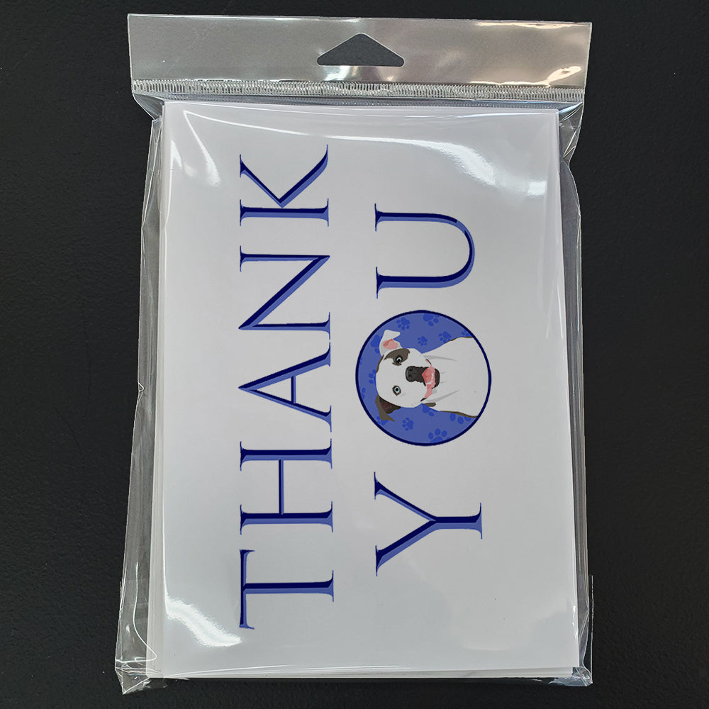 Pit Bull White #3 Thank You Greeting Cards Pack of 8 Blank Cards with Envelopes Whimsical A7 Size 5x7