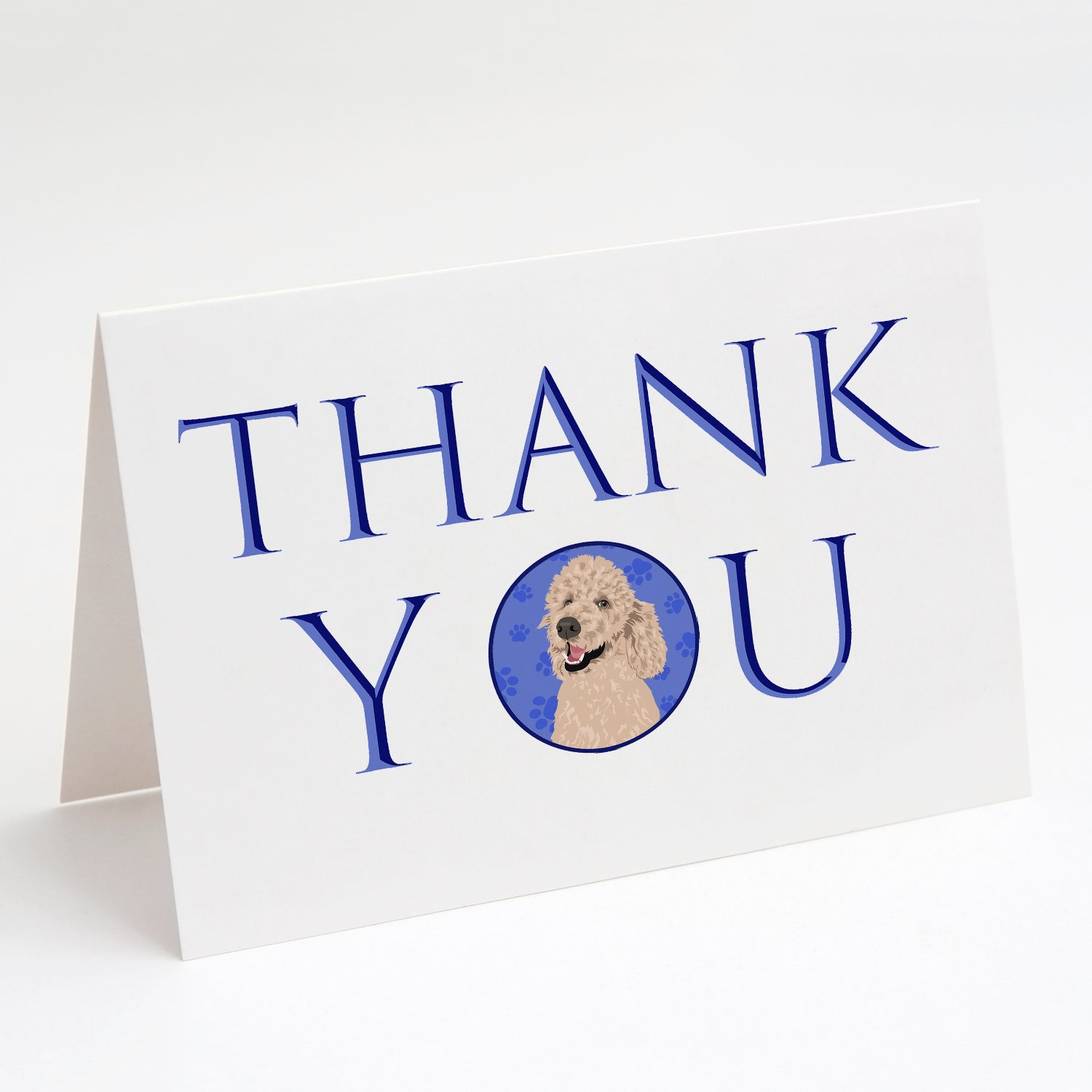 Poodle Standard Cafe Au Lait Thank You Greeting Cards Pack of 8 Blank Cards with Envelopes Whimsical A7 Size 5x7