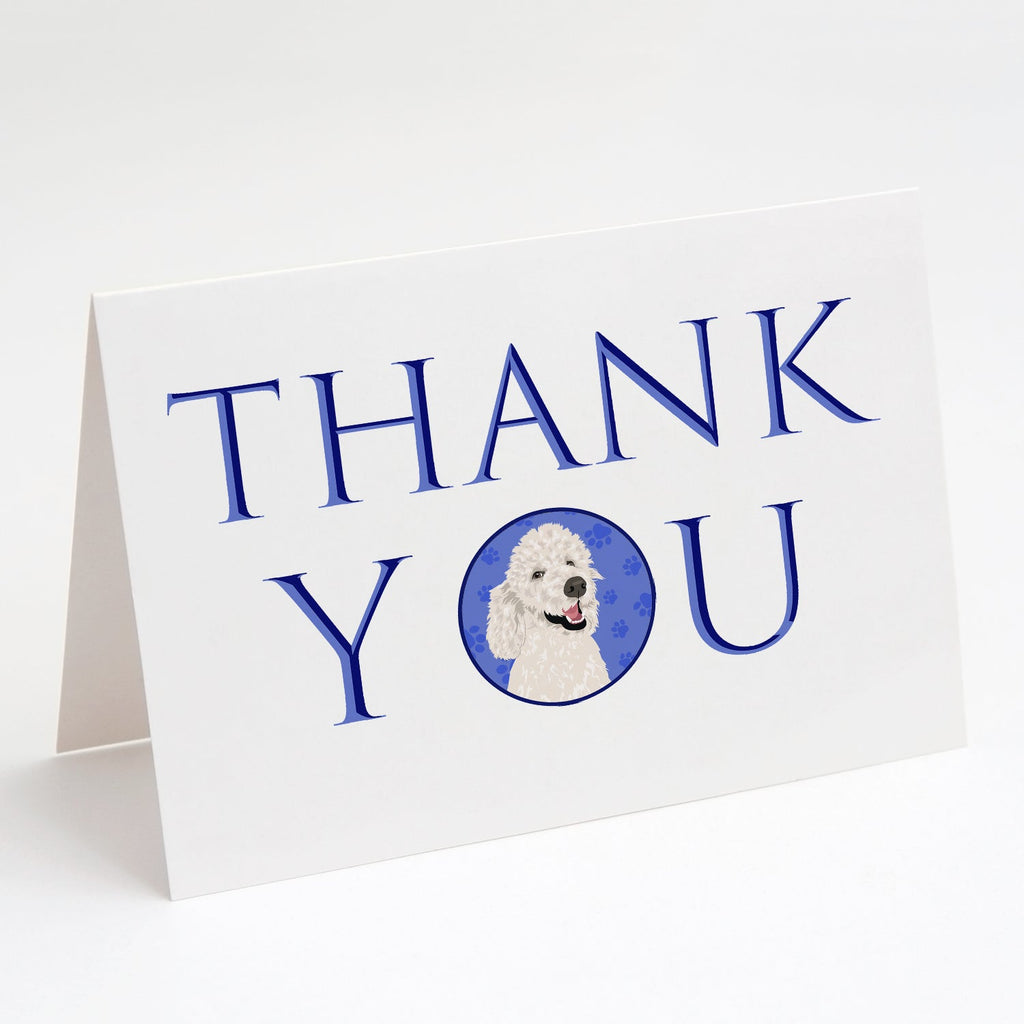 Poodle Standard White Thank You Greeting Cards Pack of 8 Blank Cards with Envelopes Whimsical A7 Size 5x7