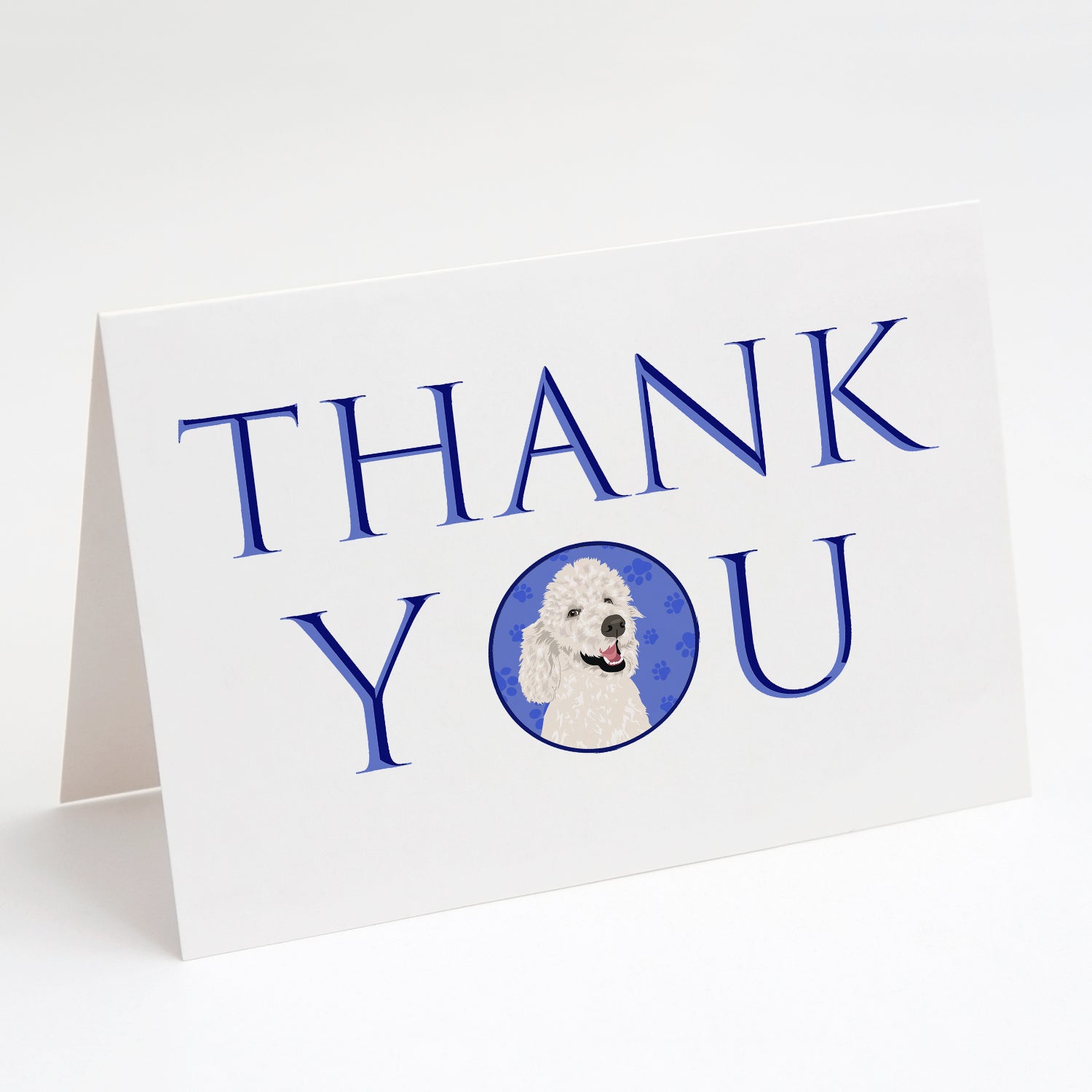 Poodle Standard White Thank You Greeting Cards Pack of 8 Blank Cards with Envelopes Whimsical A7 Size 5x7