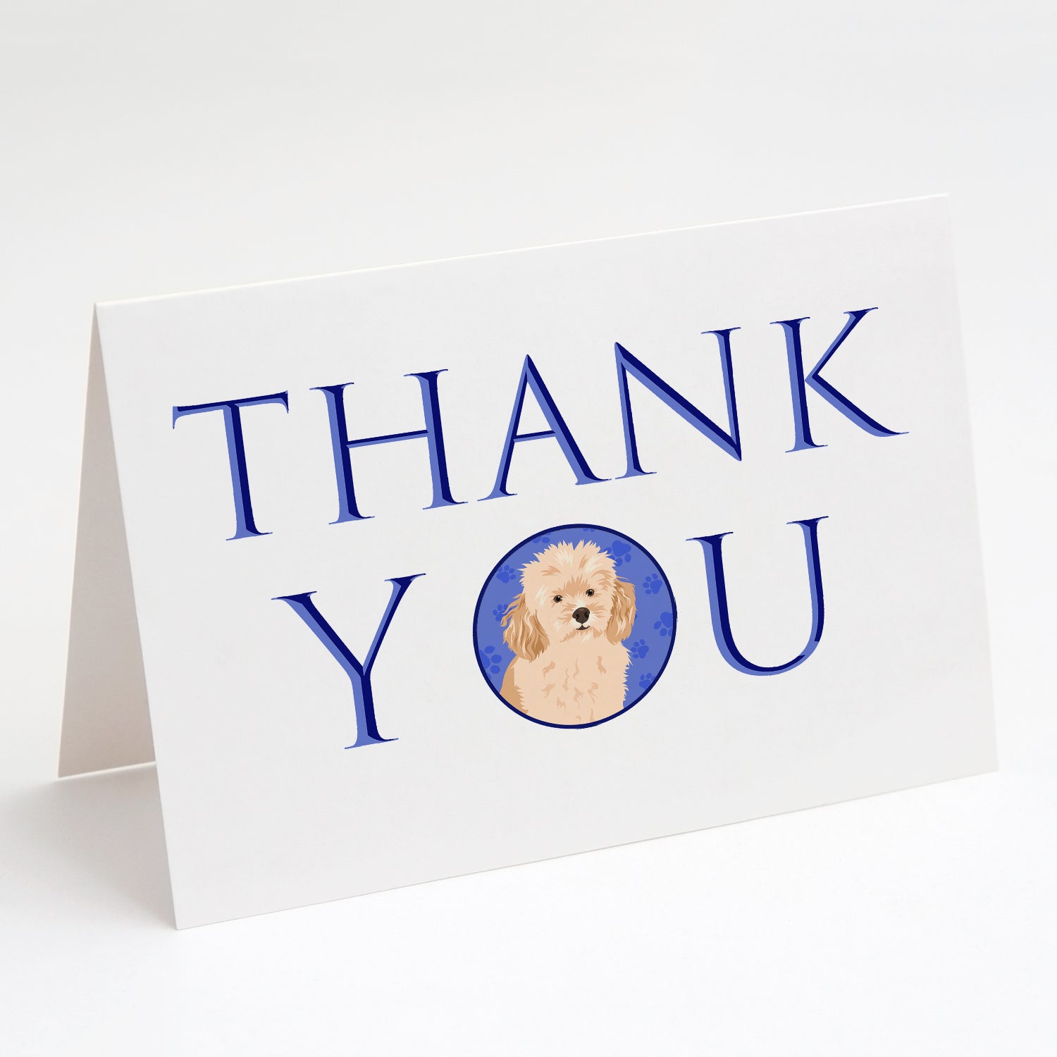 Poodle Toy Apricot Thank You Greeting Cards Pack of 8 Blank Cards with Envelopes Whimsical A7 Size 5x7