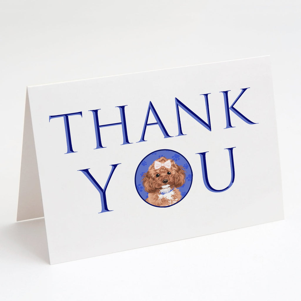 Poodle Toy Red Thank You Greeting Cards Pack of 8 Blank Cards with Envelopes Whimsical A7 Size 5x7