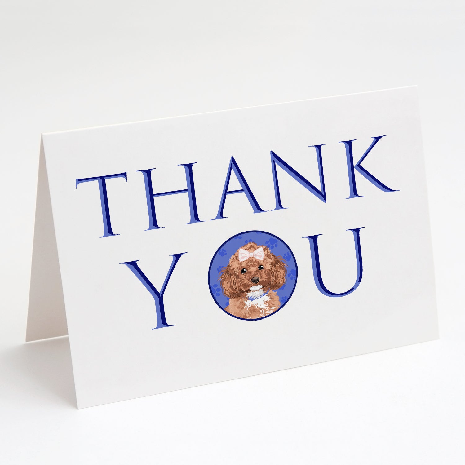 Poodle Toy Red Thank You Greeting Cards Pack of 8 Blank Cards with Envelopes Whimsical A7 Size 5x7