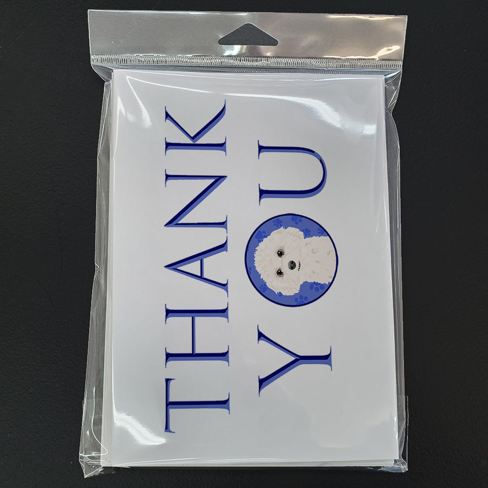PoodleToy White Thank You Greeting Cards Pack of 8 Blank Cards with Envelopes Whimsical A7 Size 5x7