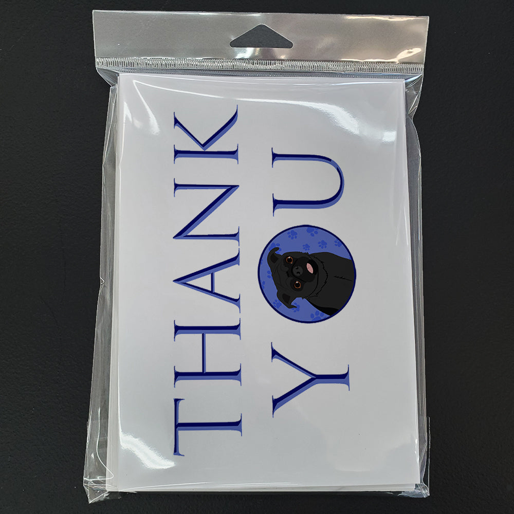 Pug Black #1 Thank You Greeting Cards Pack of 8 Blank Cards with Envelopes Whimsical A7 Size 5x7