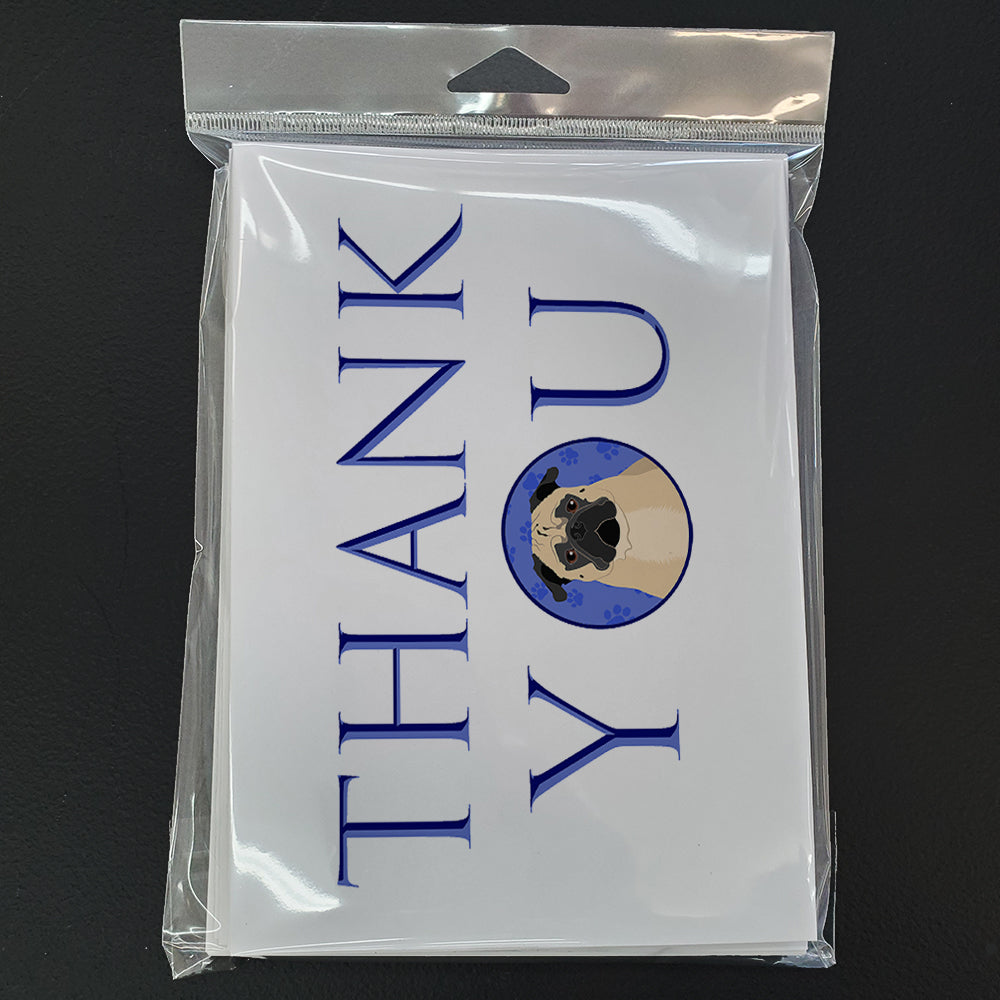Pug Fawn #1 Thank You Greeting Cards Pack of 8 Blank Cards with Envelopes Whimsical A7 Size 5x7