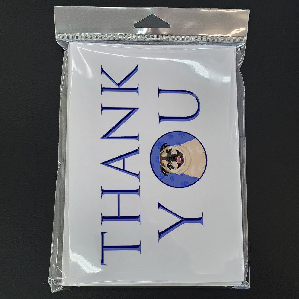 Pug Fawn #5 Thank You Greeting Cards Pack of 8 Blank Cards with Envelopes Whimsical A7 Size 5x7
