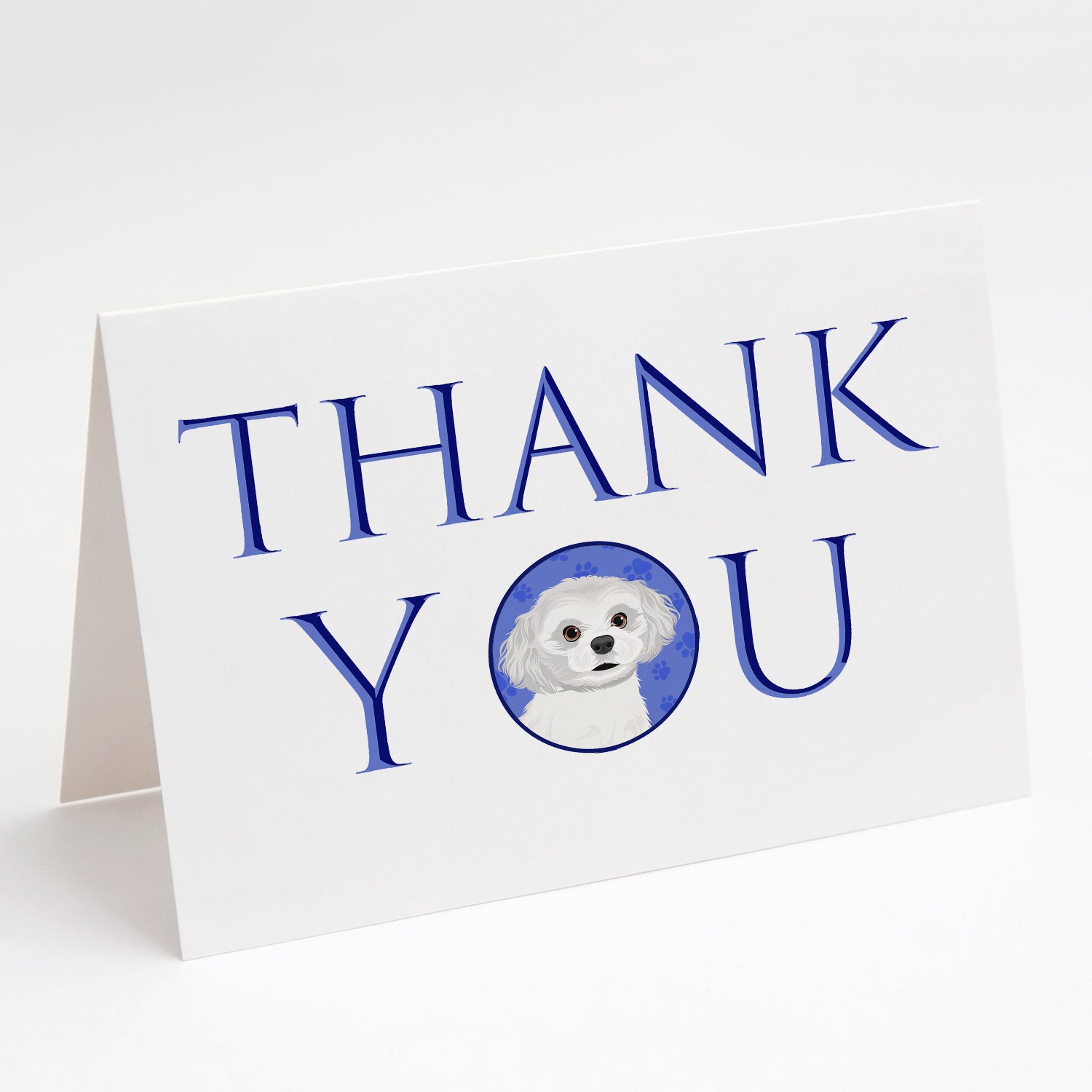 Shih-Tzu Silver and White #1 Thank You Greeting Cards Pack of 8 Blank Cards with Envelopes Whimsical A7 Size 5x7
