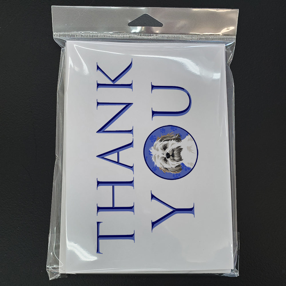 Shih-Tzu Silver Gold and White #1 Thank You Greeting Cards Pack of 8 Blank Cards with Envelopes Whimsical A7 Size 5x7