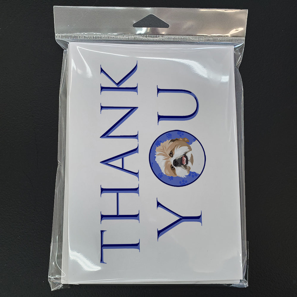 Shih-Tzu Silver Gold and White Thank You Greeting Cards Pack of 8 Blank Cards with Envelopes Whimsical A7 Size 5x7