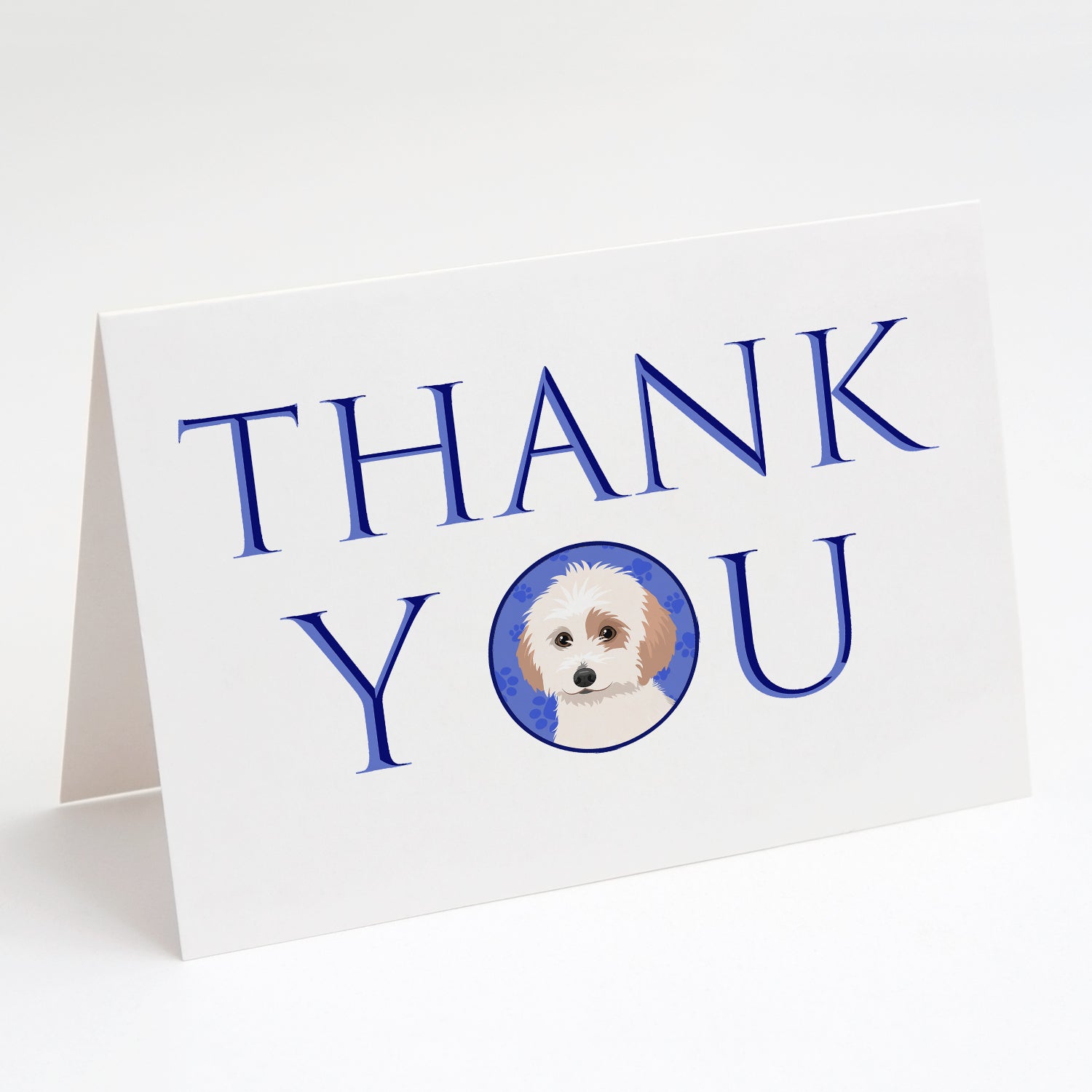 Shih-Tzu White and Red Thank You Greeting Cards Pack of 8 Blank Cards with Envelopes Whimsical A7 Size 5x7