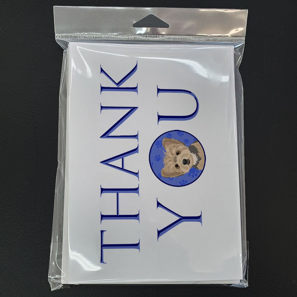 Yorkie Blue and Tan Puppy Thank You Greeting Cards Pack of 8 Blank Cards with Envelopes Whimsical A7 Size 5x7