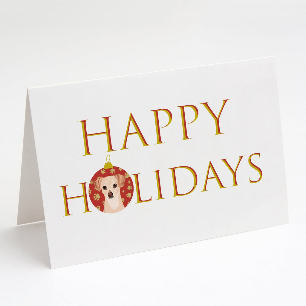 Chihuahua Cream Happy Holidays Greeting Cards Pack of 8 Blank Cards with Envelopes Whimsical A7 Size 5x7
