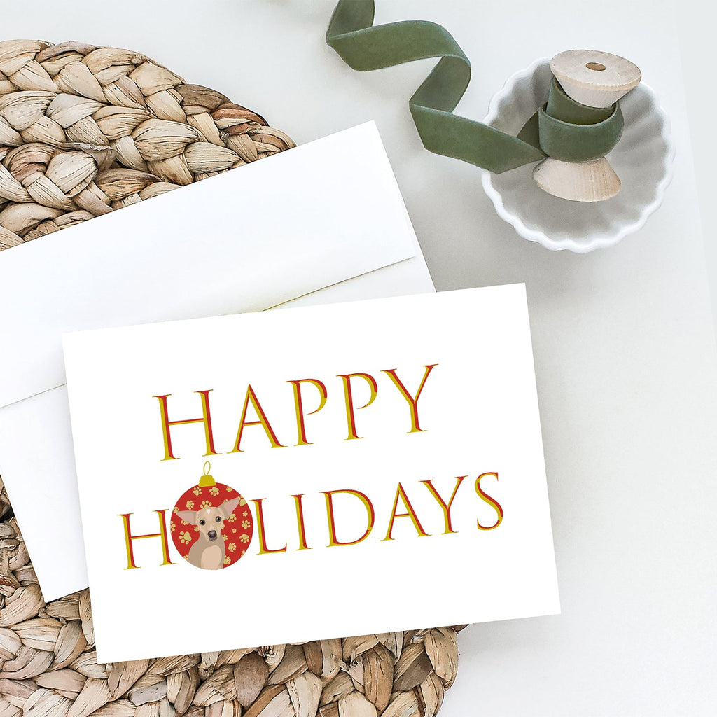Chihuahua Silver Happy Holidays Greeting Cards Pack of 8 Blank Cards with Envelopes Whimsical A7 Size 5x7
