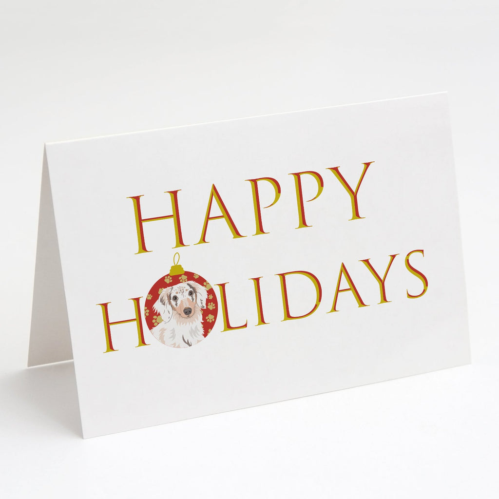 Chihuahua Dapple #2 Happy Holidays Greeting Cards Pack of 8 Blank Cards with Envelopes Whimsical A7 Size 5x7