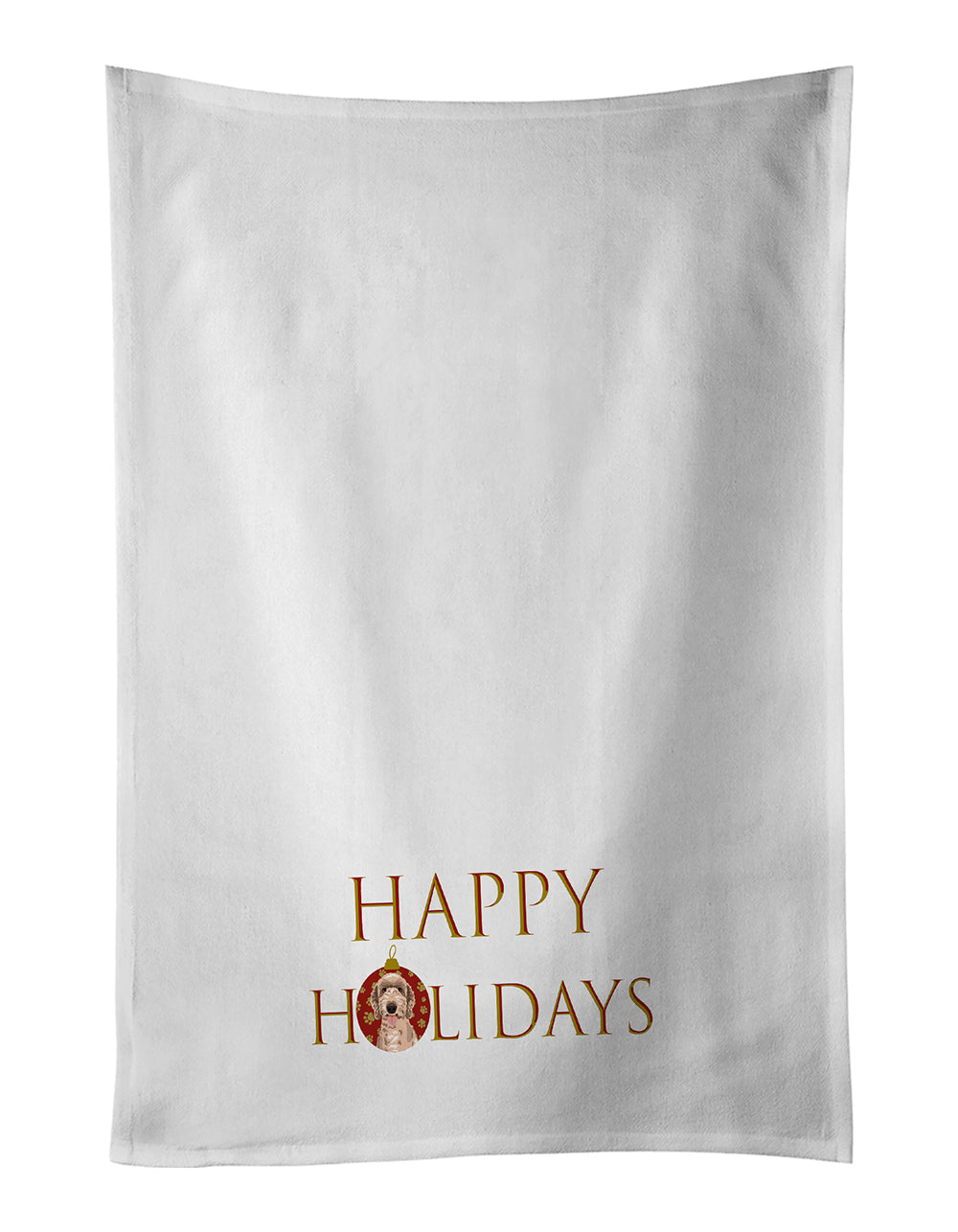 Doodle Fawn #5 Happy Holidays Kitchen Towel Set of 2 White Dish Towels Decorative Bathroom Hand towel for Hand, Face, Hair, Yoga, Tea, Dishcloth, 19 X 28", White