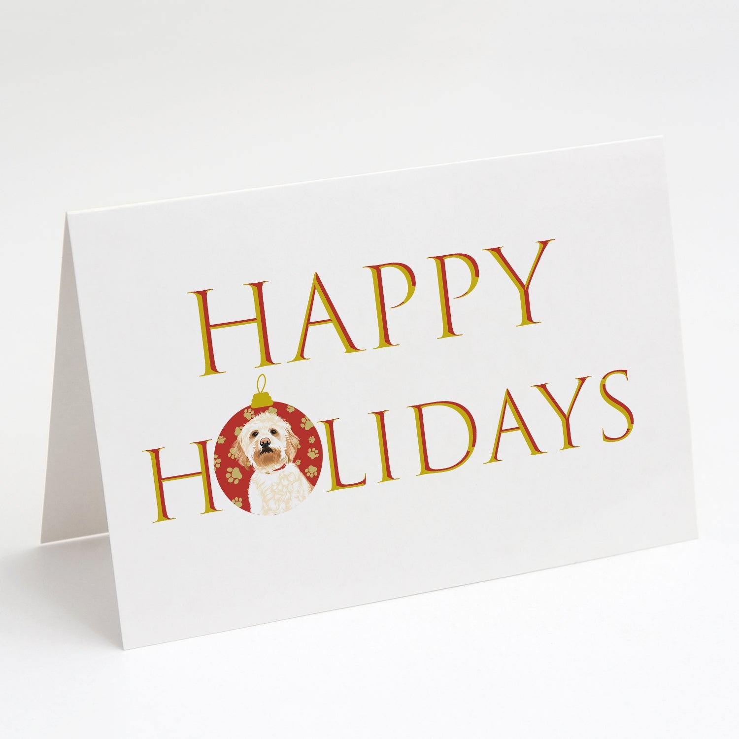 Doodle Red #2 Happy Holidays Greeting Cards Pack of 8 Blank Cards with Envelopes Whimsical A7 Size 5x7