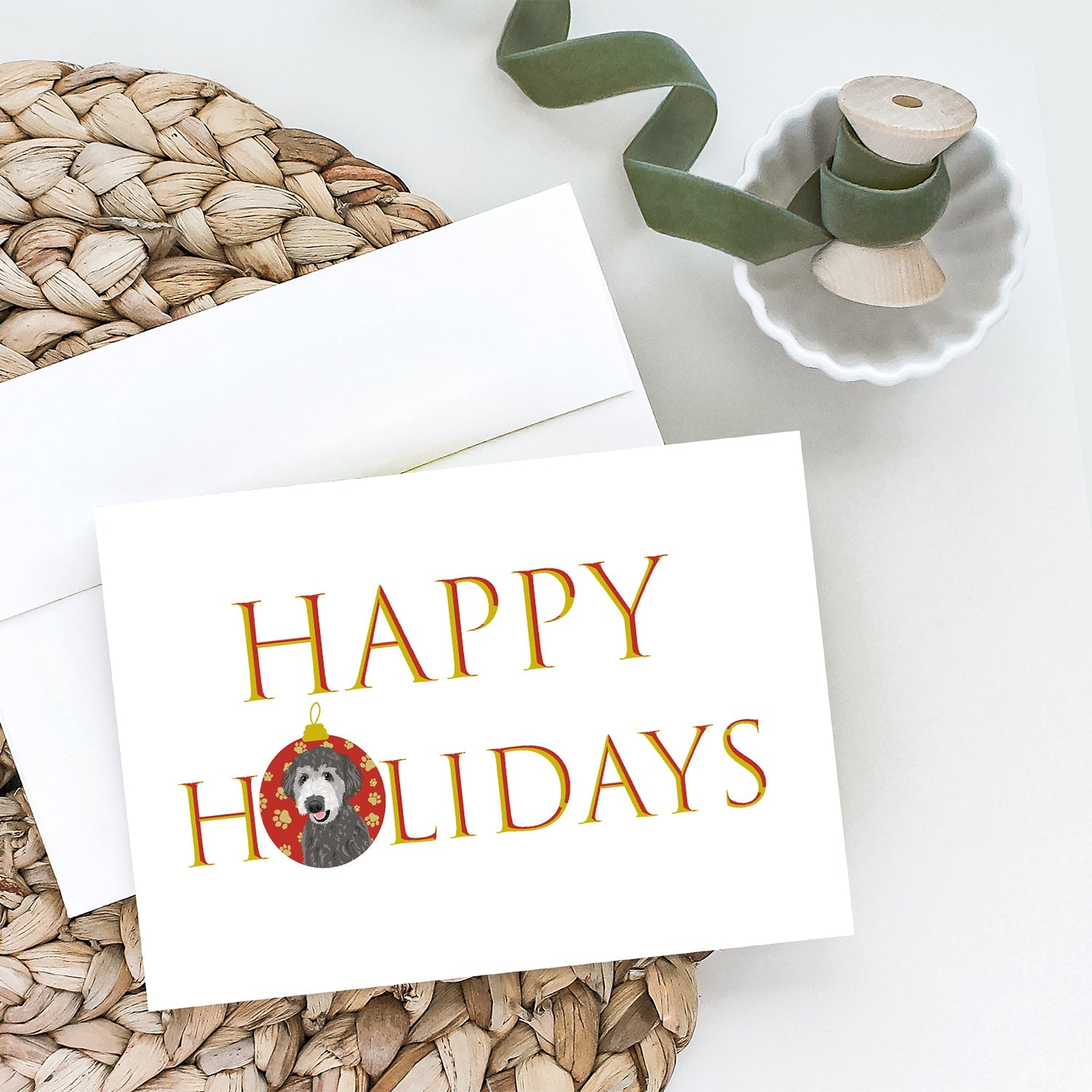 Doodle Silver #2 Happy Holidays Greeting Cards Pack of 8 Blank Cards with Envelopes Whimsical A7 Size 5x7