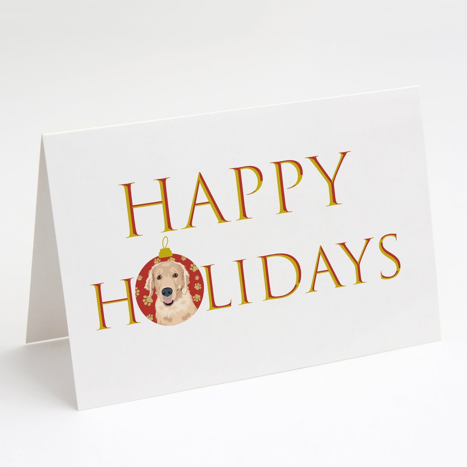 Golden Retriever Fawn #2 Happy Holidays Greeting Cards Pack of 8 Blank Cards with Envelopes Whimsical A7 Size 5x7