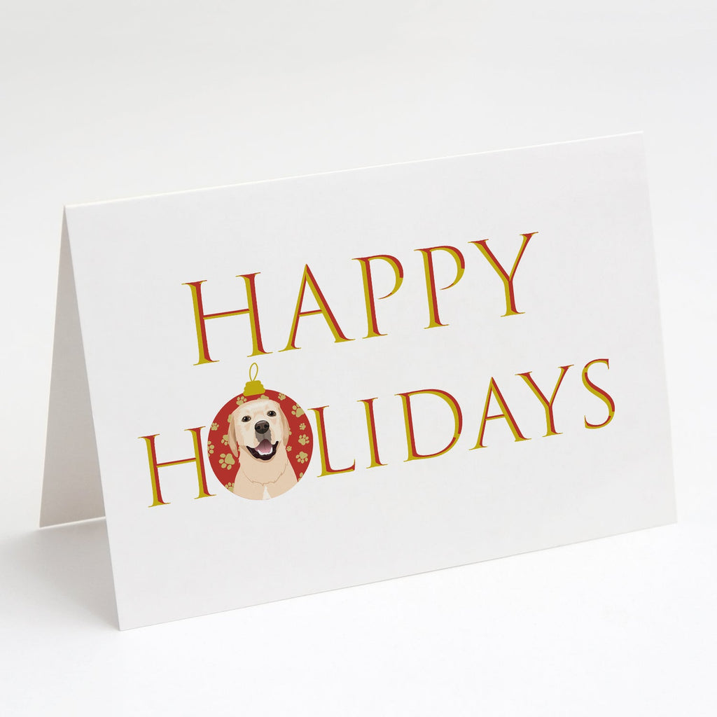 Labrador Retriever Yellow #2 Happy Holidays Greeting Cards Pack of 8 Blank Cards with Envelopes Whimsical A7 Size 5x7