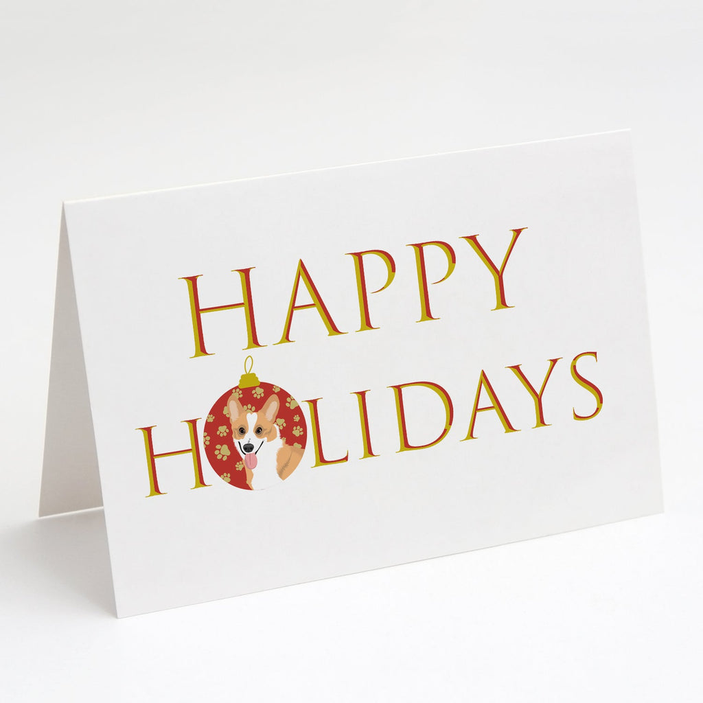 Pembroke Corgi Red and White Happy Holidays Greeting Cards Pack of 8 Blank Cards with Envelopes Whimsical A7 Size 5x7