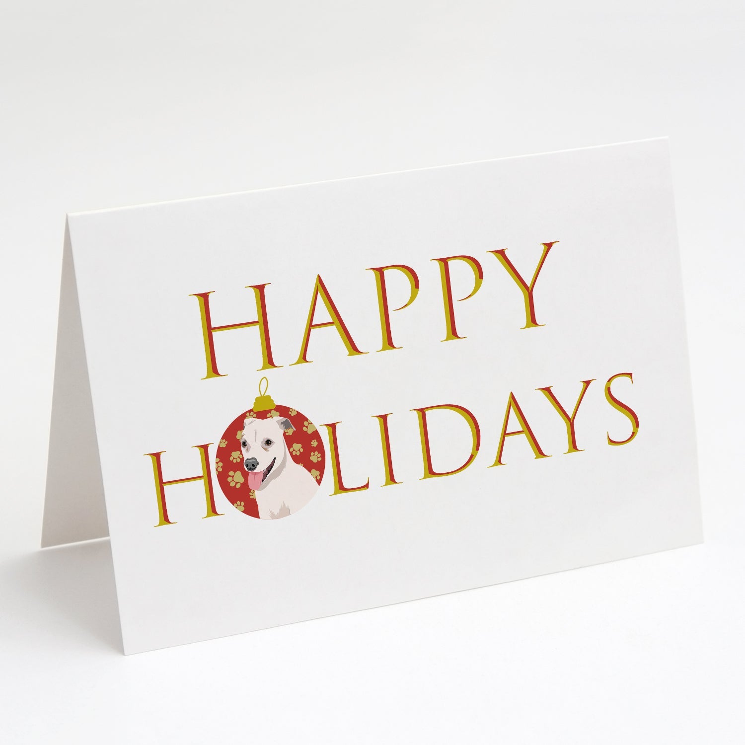 Pit Bull Puppy Happy Holidays Greeting Cards Pack of 8 Blank Cards with Envelopes Whimsical A7 Size 5x7
