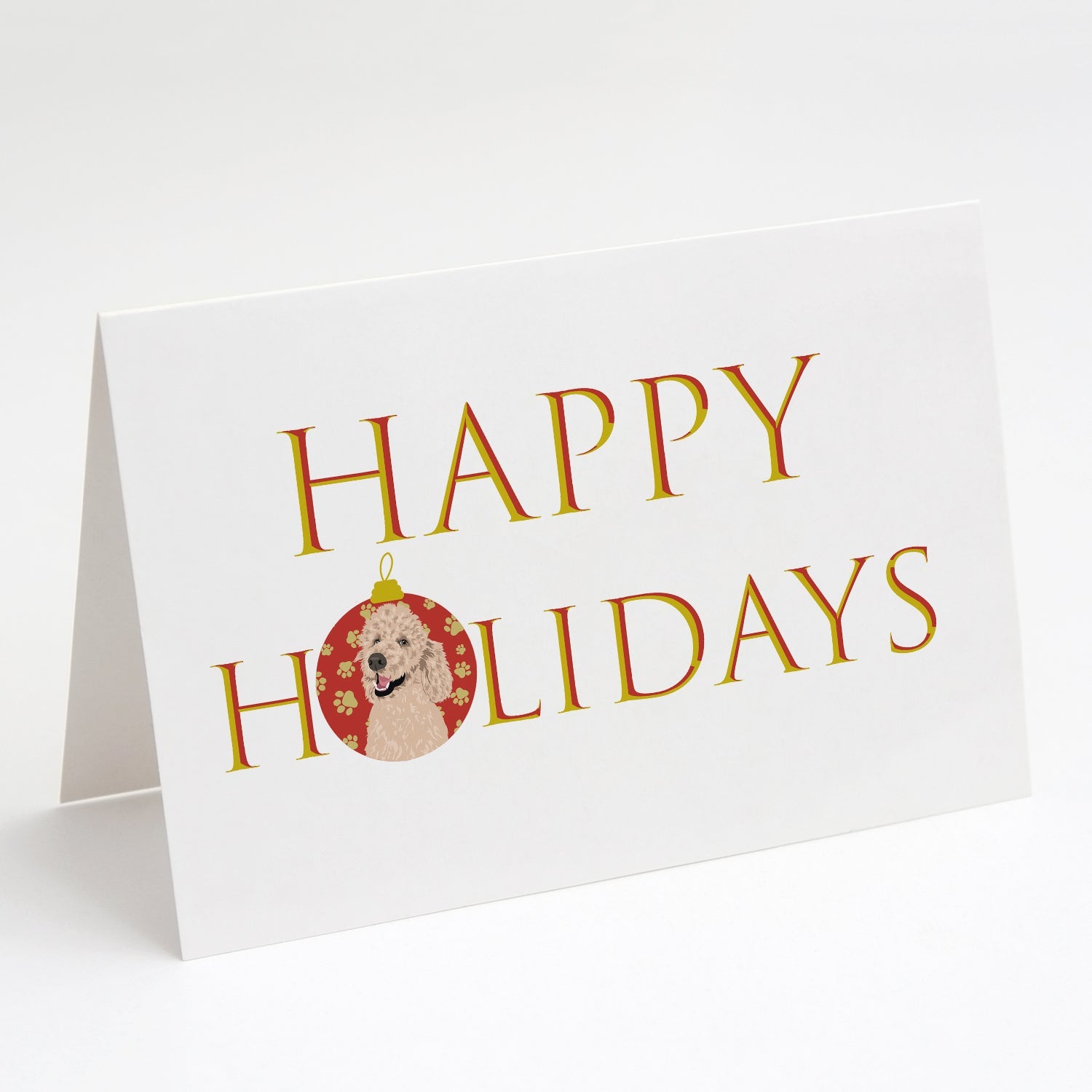 Poodle Standard Cafe Au Lait Happy Holidays Greeting Cards Pack of 8 Blank Cards with Envelopes Whimsical A7 Size 5x7