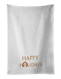 PoodleToy White Happy Holidays Kitchen Towel Set of 2 White Dish Towels Decorative Bathroom Hand towel for Hand, Face, Hair, Yoga, Tea, Dishcloth, 19 X 28", White