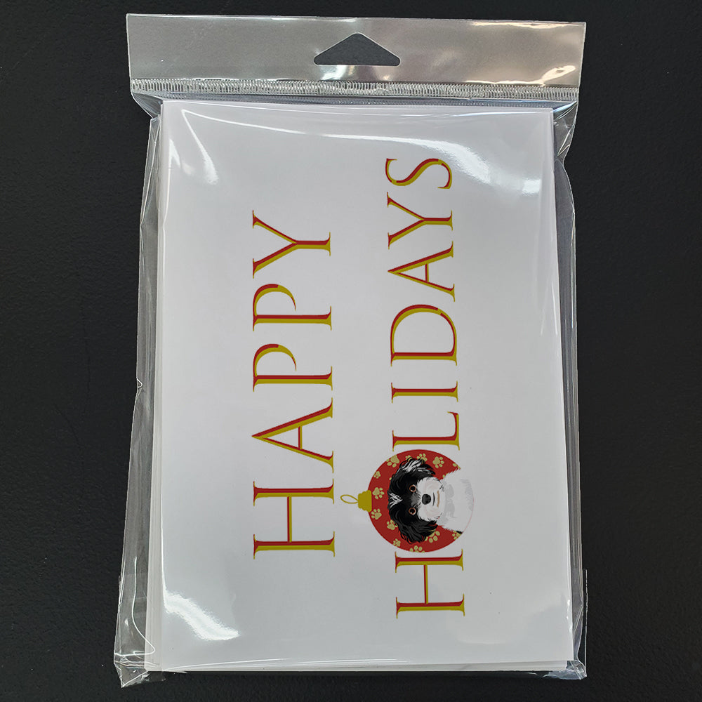 Shih-Tzu Black and White #4 Happy Holidays Greeting Cards Pack of 8 Blank Cards with Envelopes Whimsical A7 Size 5x7