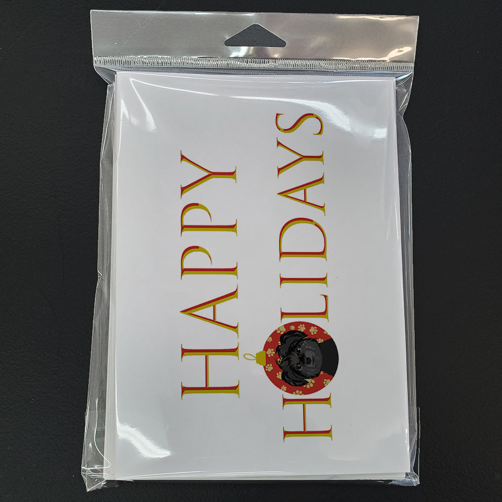 Shih-Tzu Black Happy Holidays Greeting Cards Pack of 8 Blank Cards with Envelopes Whimsical A7 Size 5x7