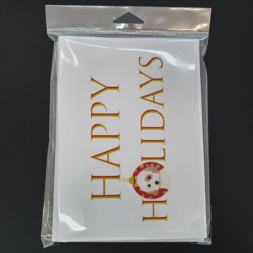 Shih-Tzu White and Red Happy Holidays Greeting Cards Pack of 8 Blank Cards with Envelopes Whimsical A7 Size 5x7