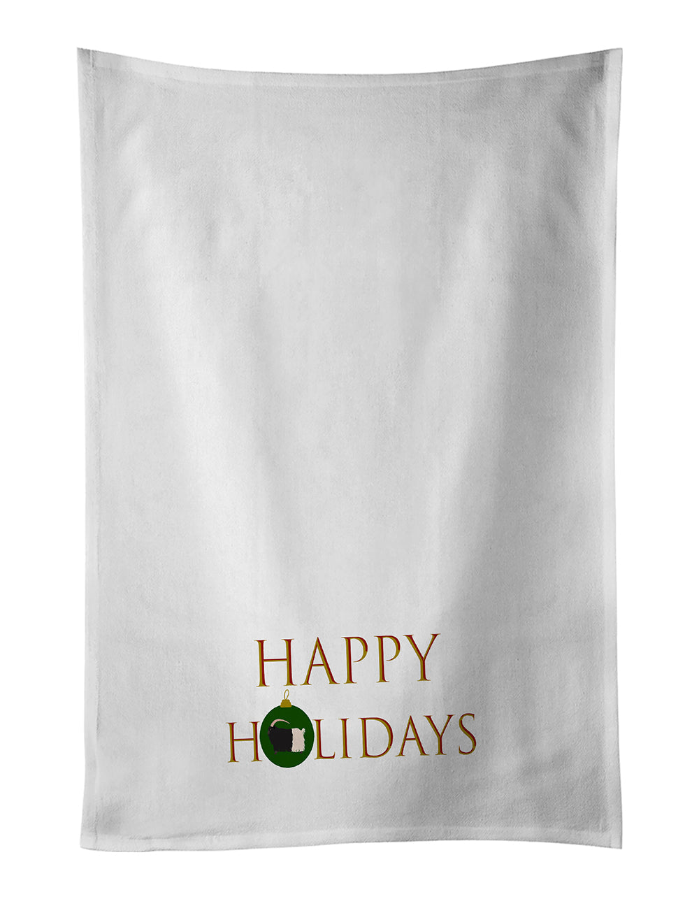 Goats - Welsh Black-Necked Goat Happy Holidays Kitchen Towel Set of 2 White Dish Towels Decorative Bathroom Hand towel for Hand, Face, Hair, Yoga, Tea, Dishcloth, 19 X 28", White