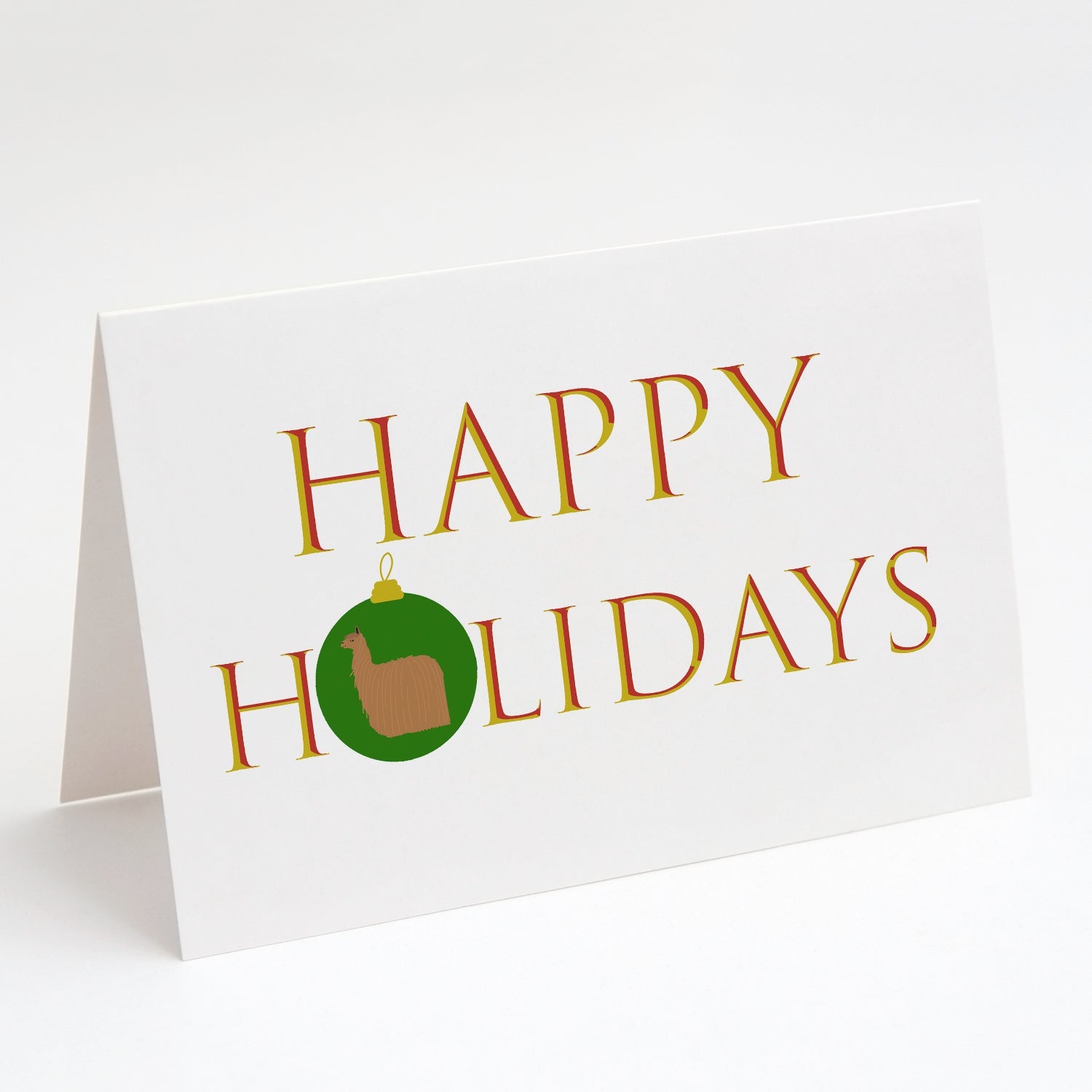 Llamas - Alpaca Suri Happy Holidays Greeting Cards Pack of 8 Blank Cards with Envelopes Whimsical A7 Size 5x7