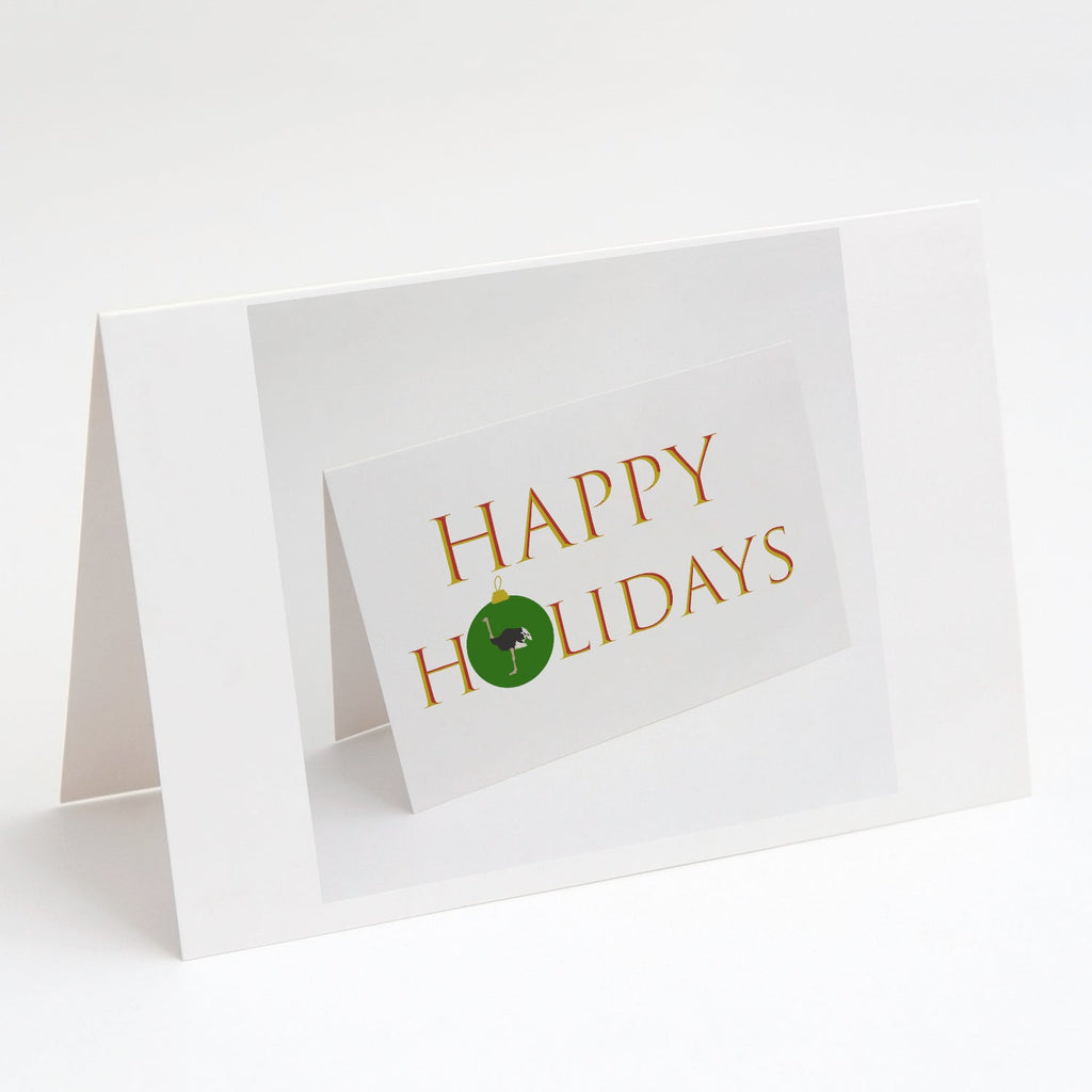 Peacocks - Indian Peacock Peafowl Happy Holidays Greeting Cards Pack of 8 Blank Cards with Envelopes Whimsical A7 Size 5x7