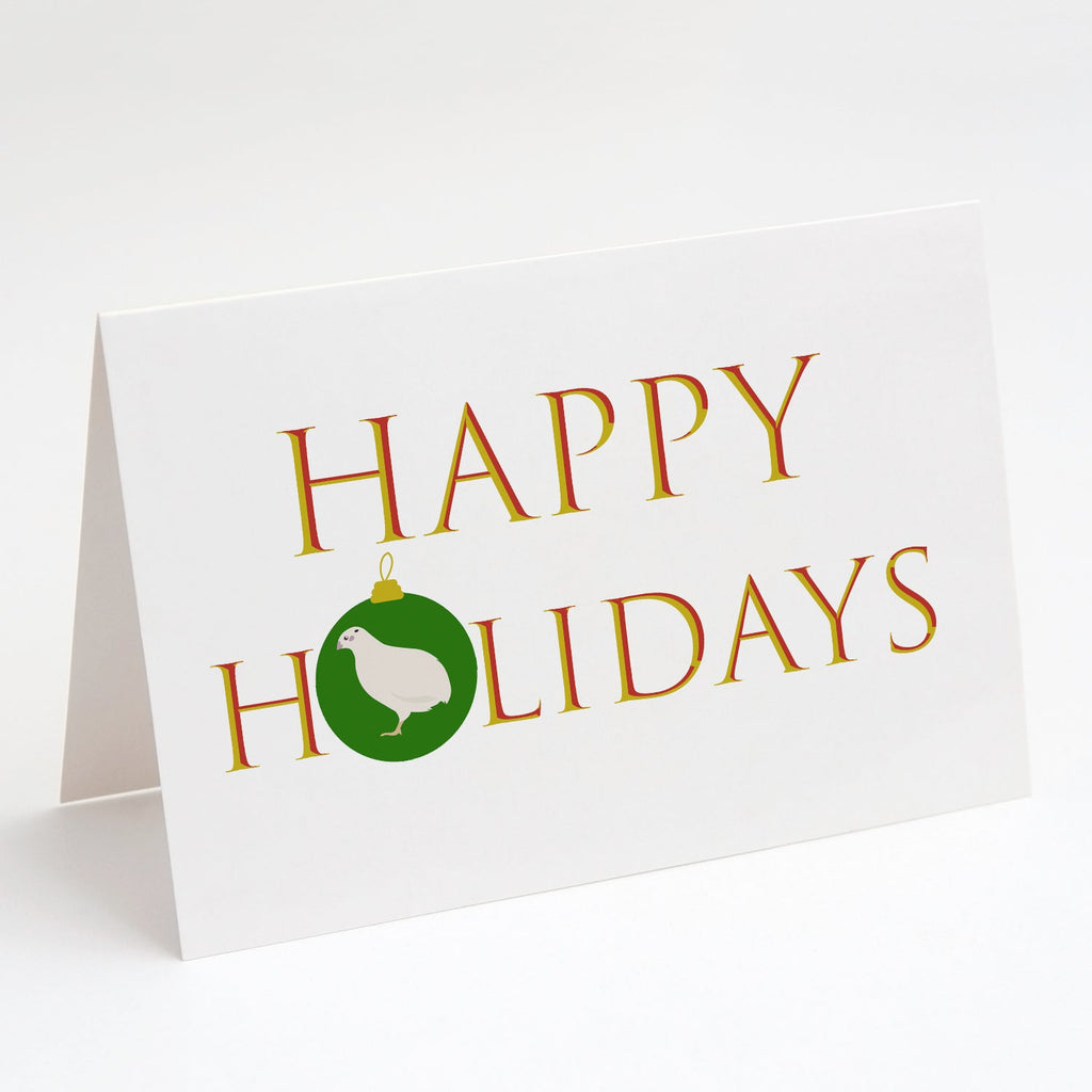 Quail - Texas Quail Happy Holidays Greeting Cards Pack of 8 Blank Cards with Envelopes Whimsical A7 Size 5x7