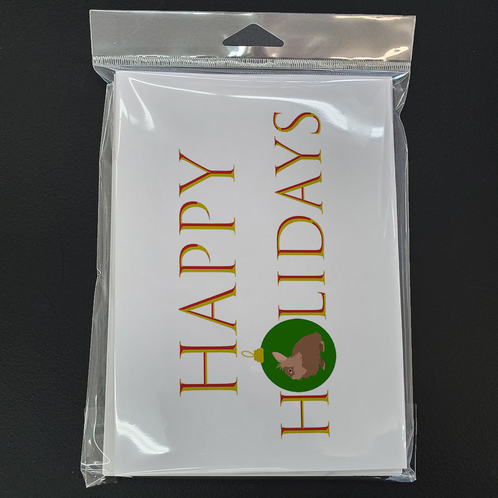 Rabbits - Lionhead Rabbit Happy Holidays Greeting Cards Pack of 8 Blank Cards with Envelopes Whimsical A7 Size 5x7