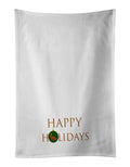 Rabbits - Rex Rabbit Happy Holidays Kitchen Towel Set of 2 White Dish Towels Decorative Bathroom Hand towel for Hand, Face, Hair, Yoga, Tea, Dishcloth, 19 X 28", White