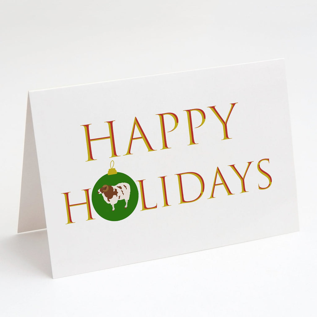 Sheep - Jacob Sheep Happy Holidays Greeting Cards Pack of 8 Blank Cards with Envelopes Whimsical A7 Size 5x7