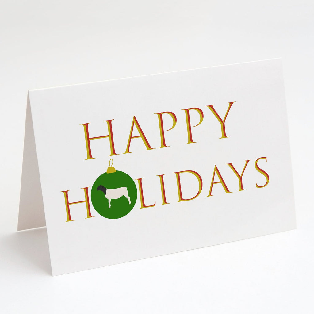Sheep - Dorper Sheep Happy Holidays Greeting Cards Pack of 8 Blank Cards with Envelopes Whimsical A7 Size 5x7