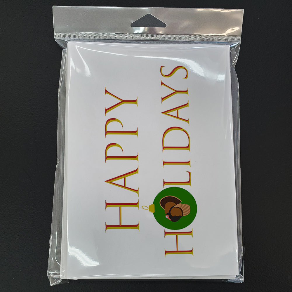 Turkeys - Bronze Turkey Happy Holidays Greeting Cards Pack of 8 Blank Cards with Envelopes Whimsical A7 Size 5x7