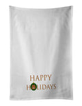 Elo Dog - Dog Face Happy Holidays Christmas Kitchen Towel Set of 2 White Dish Towels Decorative Bathroom Hand towel for Hand, Face, Hair, Yoga, Tea, Dishcloth, 19 X 28", White