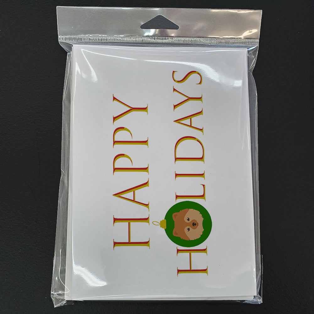German Spitz - Dog Face Happy Holidays Christmas Greeting Cards Pack of 8 Blank Cards with Envelopes Whimsical A7 Size 5x7