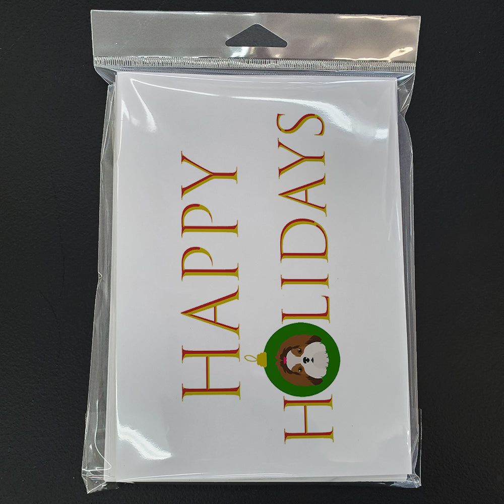 Imperial Shih Tzu - Dog Face Happy Holidays Christmas Greeting Cards Pack of 8 Blank Cards with Envelopes Whimsical A7 Size 5x7
