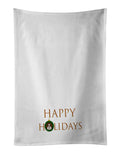 Imperial Shih Tzu - Dog Face Happy Holidays Christmas Kitchen Towel Set of 2 White Dish Towels Decorative Bathroom Hand towel for Hand, Face, Hair, Yoga, Tea, Dishcloth, 19 X 28", White