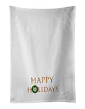 Italian Spitz - Dog Face Happy Holidays Christmas Kitchen Towel Set of 2 White Dish Towels Decorative Bathroom Hand towel for Hand, Face, Hair, Yoga, Tea, Dishcloth, 19 X 28", White
