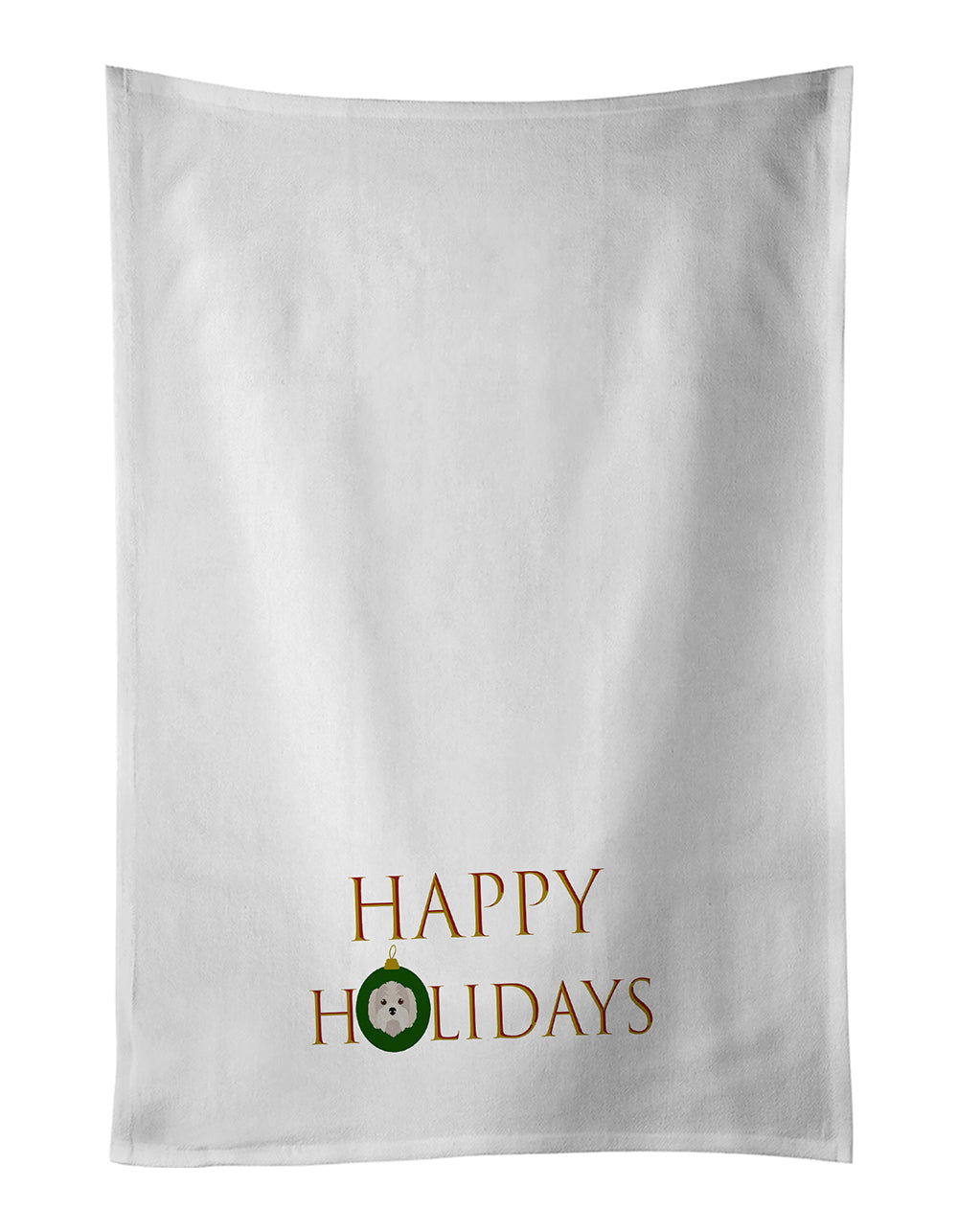 Kyi-Leo - Dog Face Happy Holidays Christmas Kitchen Towel Set of 2 White Dish Towels Decorative Bathroom Hand towel for Hand, Face, Hair, Yoga, Tea, Dishcloth, 19 X 28", White